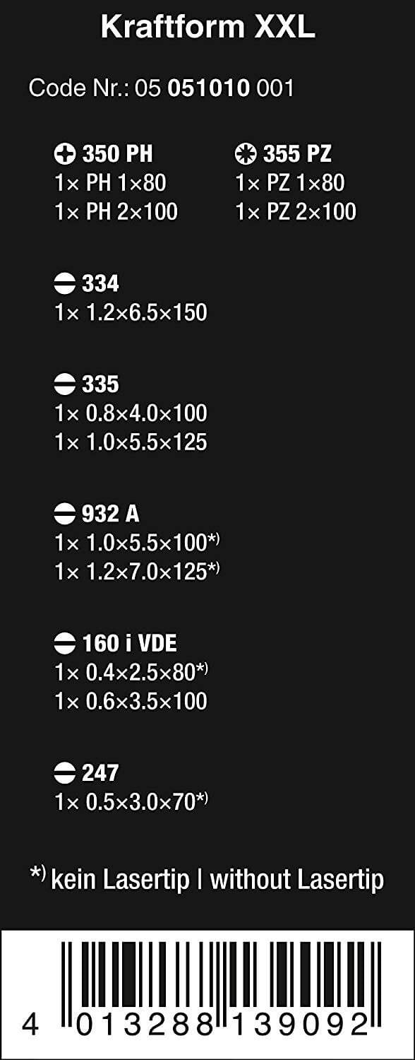 Juego Destornilladores 12 piezas Kraftform XXL Wera