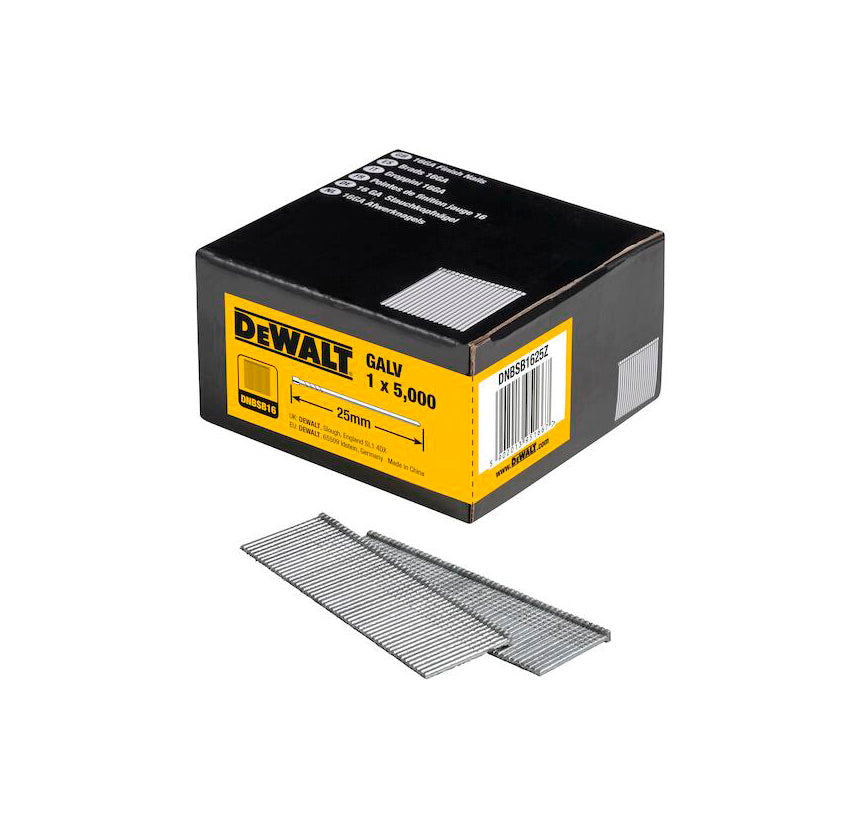 Box of 5000 galvanized nails 1.6x25mm Dewalt DNBSB1625Z