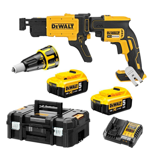 Atornillador para pladur Dewalt 18v 2 baterías 5.0 Ah con maletin + Cargador rápido de tornillos DCF620P2K