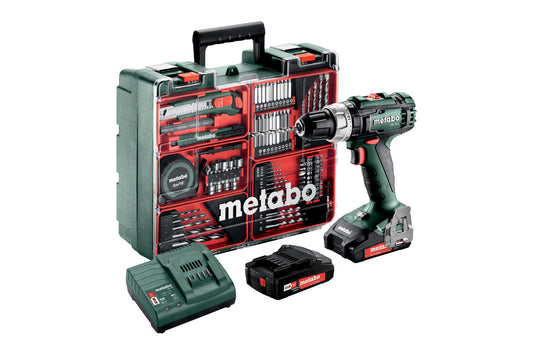 Taladro Atornillador a Batería 18V + 2 baterías 2.0Ah + 79 Accesorios Metabo 602317870  - 1