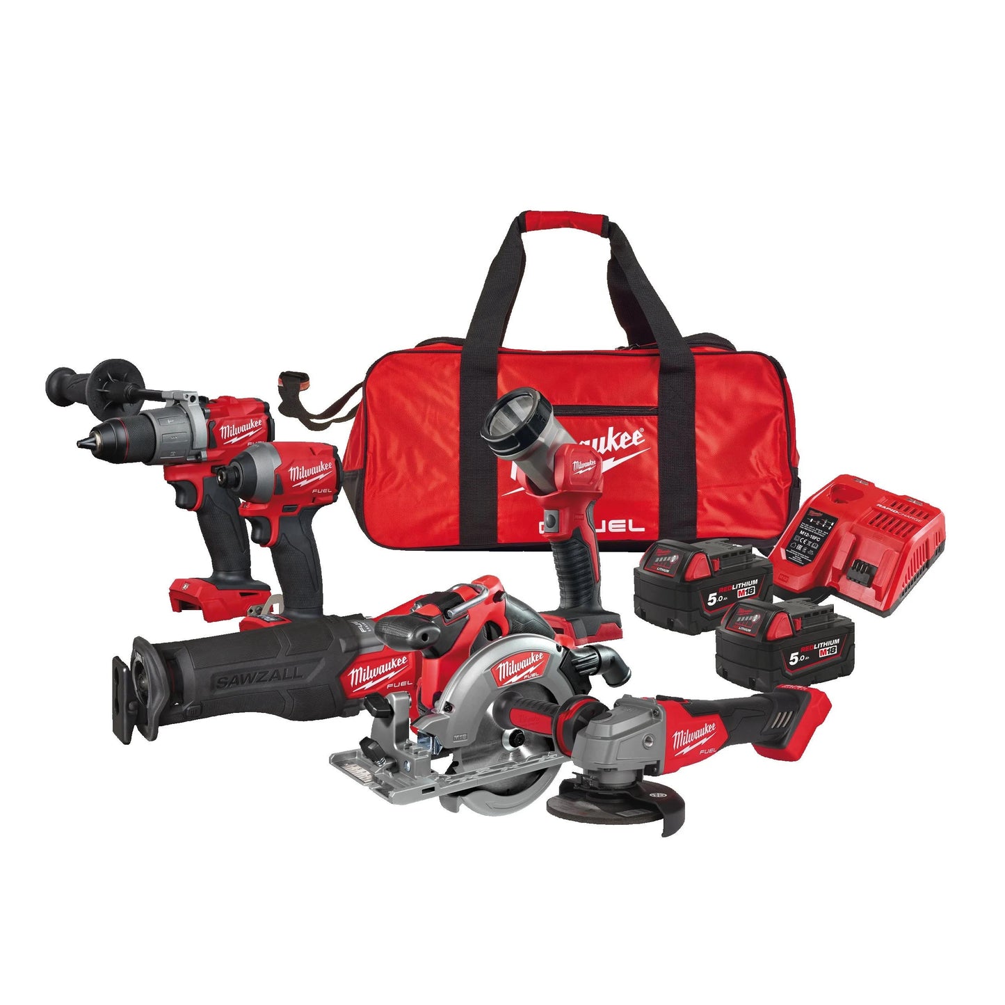 Powerpack 6 tools + 2bat + charger + Bag Milwaukee M18 FPP6K2-502B