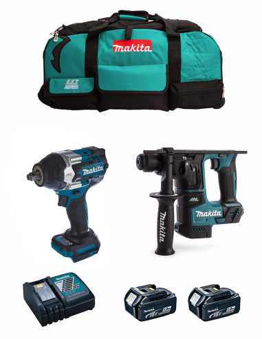 Kit Makita Llave de impacto DTW700 + Martillo ligero DHR171 + 2bat 5Ah + cargador + bolsa LXT600 DLX2771BL2