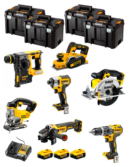 Dewalt Kit 7 tools + 3 bat 5ah + Charger DCB1104 + 4xTstak VI Kit DCK780P3