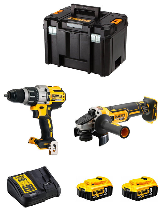 Dewalt DCD996 Hammer Drill Kit + DCG405 Mini-grinder + 2bat 5Ah + charger + TSTAK VI DCK205P2