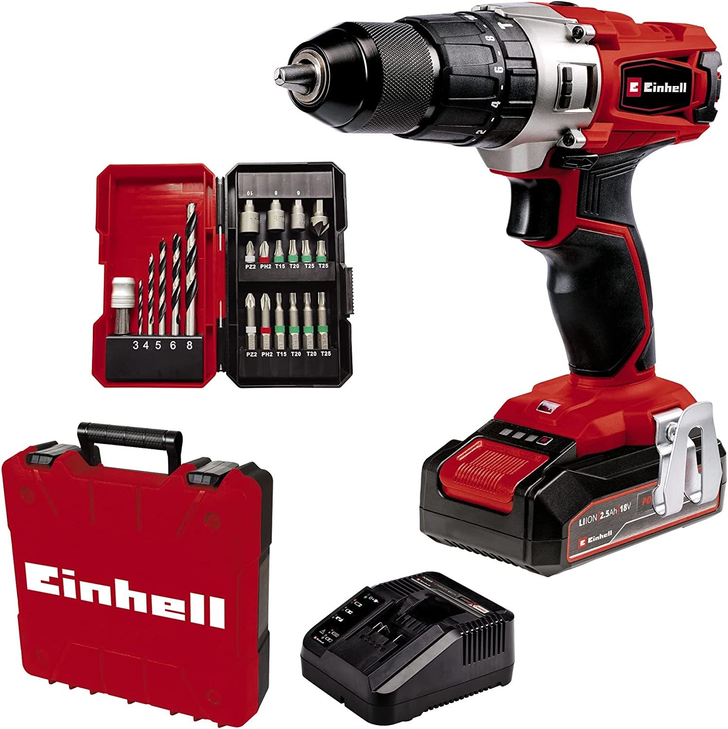 Taladro Percutor a batería Einhell TE-CD 18/2 Li-i +22 (1x2,5 Ah) EINHELL - 1