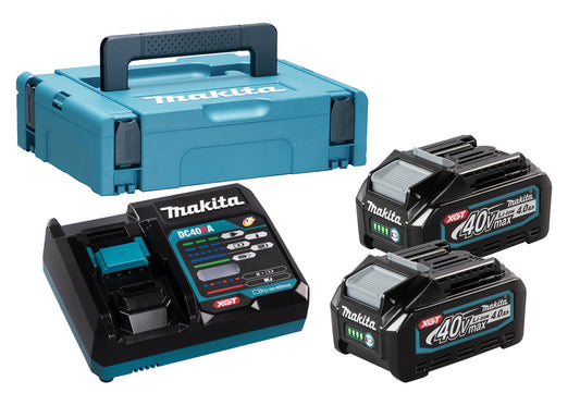 Kit 2 4.0Ah XGT batteries and fast charger in Makita 191J97-1 case