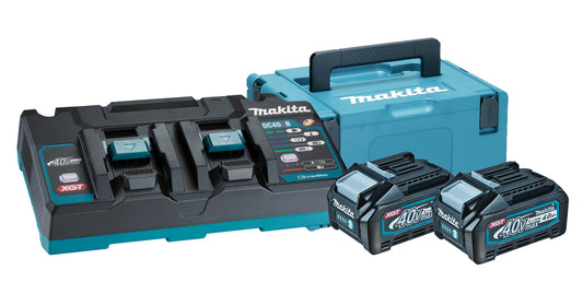 Kit of two 4.0Ah 40V batteries with double charger in Makita XGT case 191U00-8