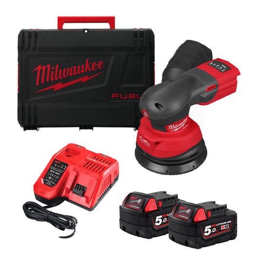 M18 Fuel 125mm Rotorbital Sander + 2bat 5Ah + Charger + Case Milwaukee M18 FROS125-502X