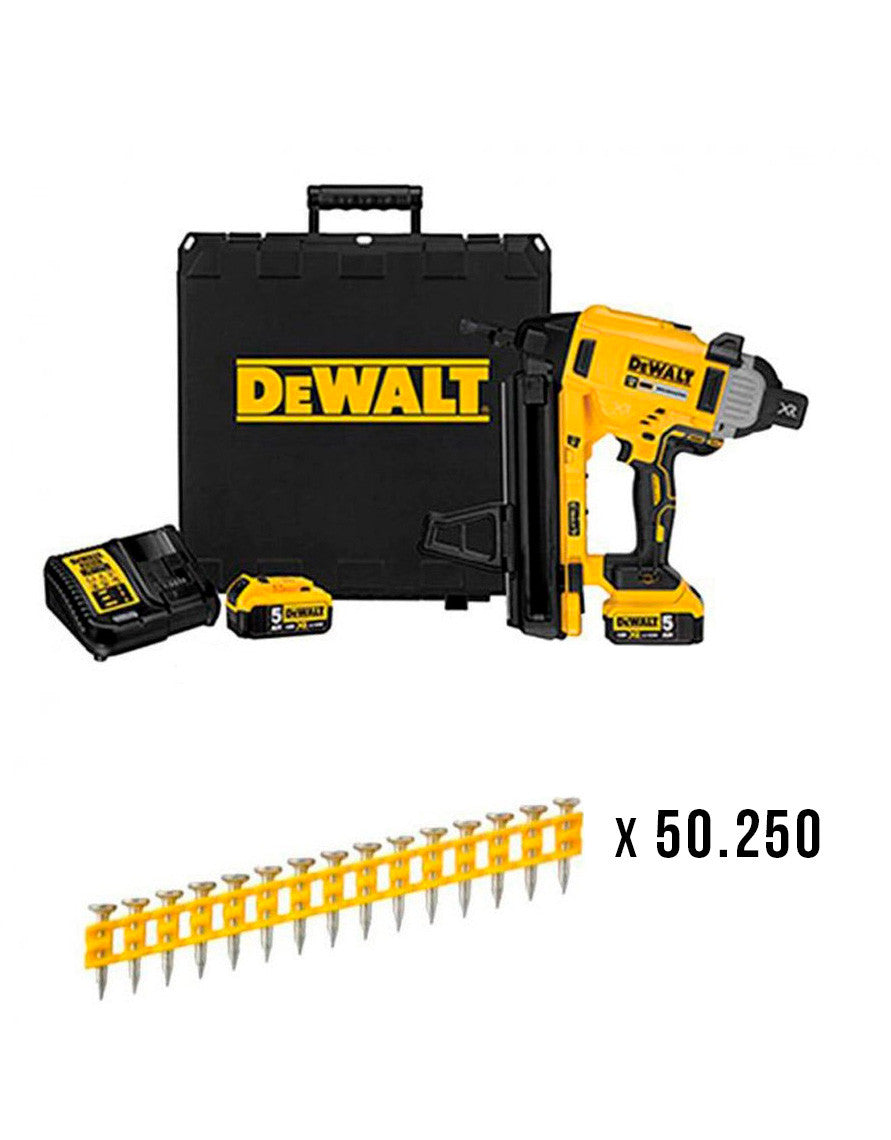 Combo Clavadora de Hormigón y Acero a Batería 18V DCN890P2 + 50.250 Clavos 20mm Dewalt