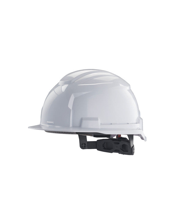 White BOLT100 unventilated helmet with 4-point chinstrap EN397 Milwuakee