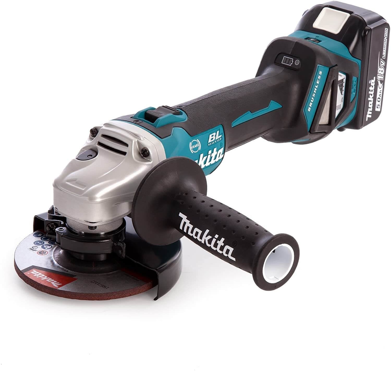 Amoladora sin escobillas BL 18V LXT 125mm con dos baterías 5.0Ah y maletín Makita DGA513RTJ