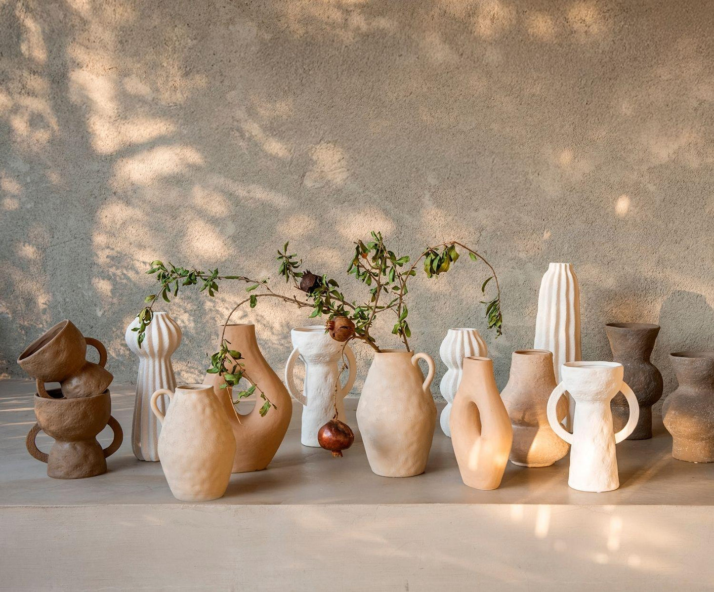 Beige stoneware vase Masaka 30 cm Andrea House