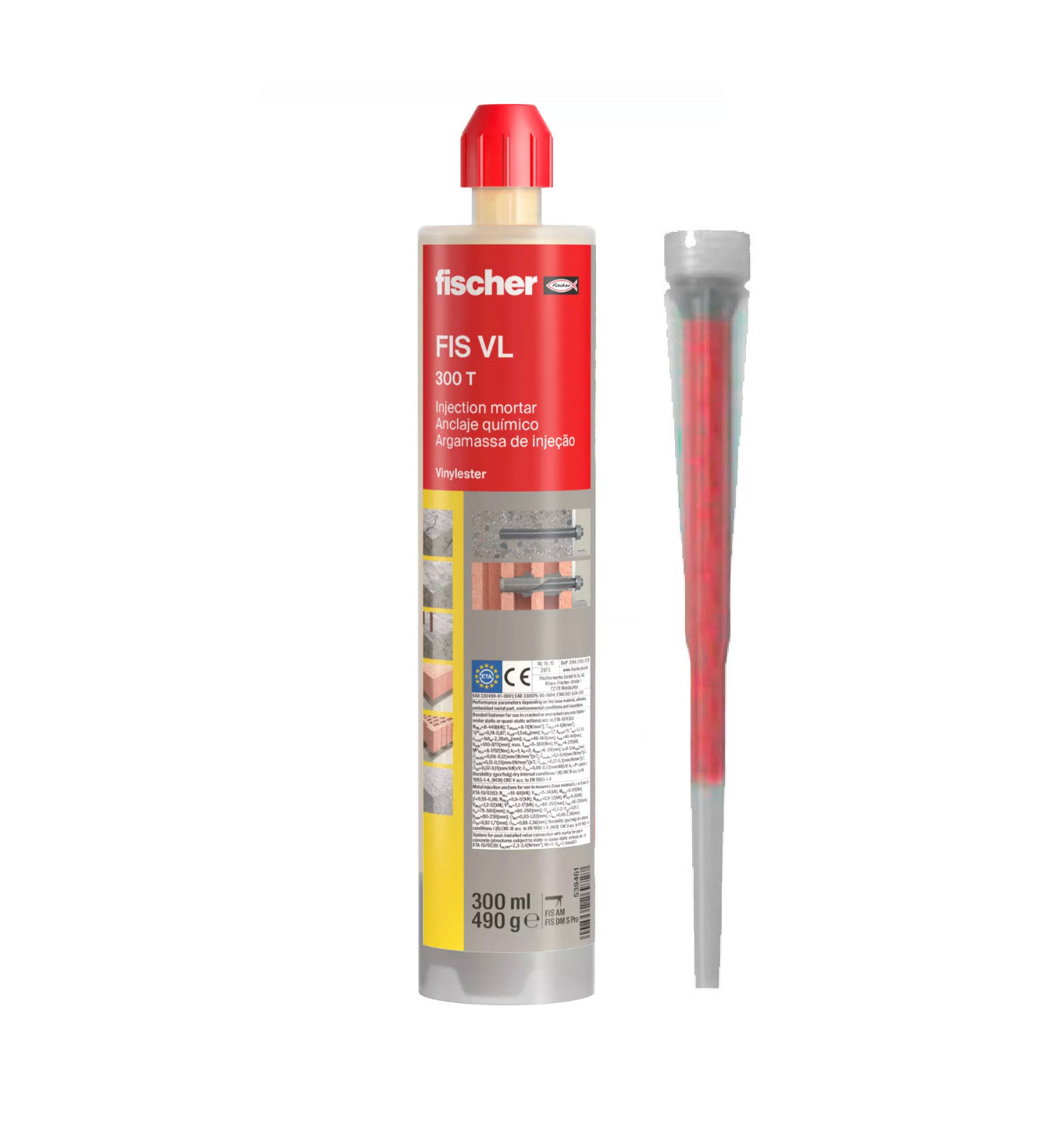 Pack of 20 300ml FIS VL 300 T Chemical Plug Cartridges + 40 nozzles + Fischer 574270 box