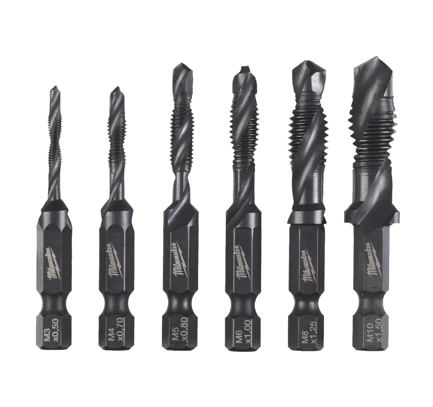 Milwaukee 1/4" HSS-G 6pc Threaded Drill Bits