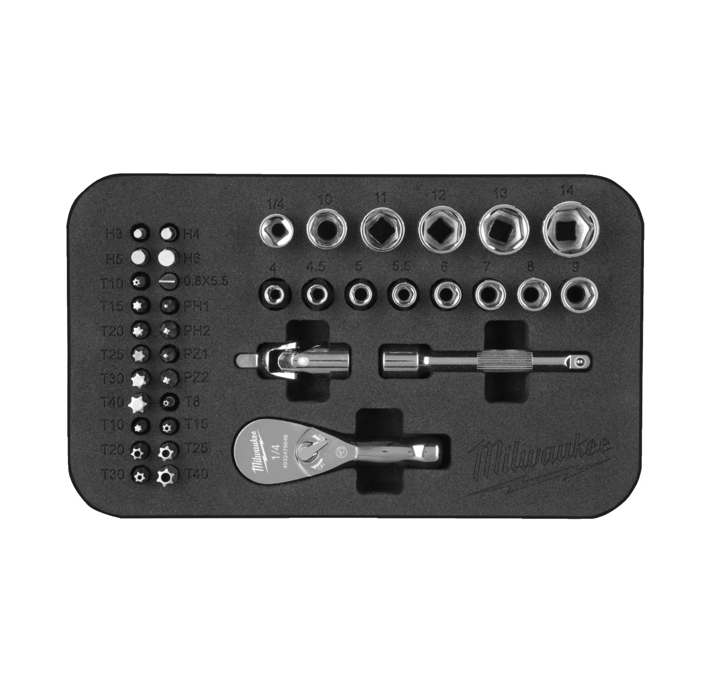 Milwaukee 1/4" Compact Ratchet Set with Accessories