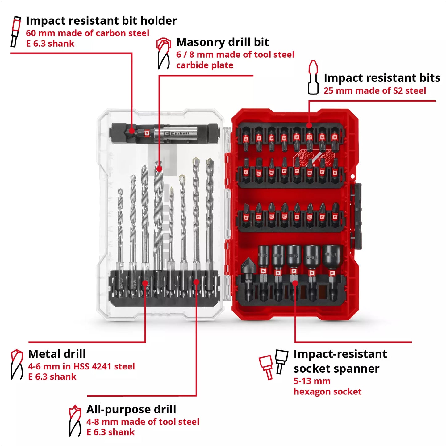 M-CASE 39-piece LS Einhell bit and drill bit set 49108763