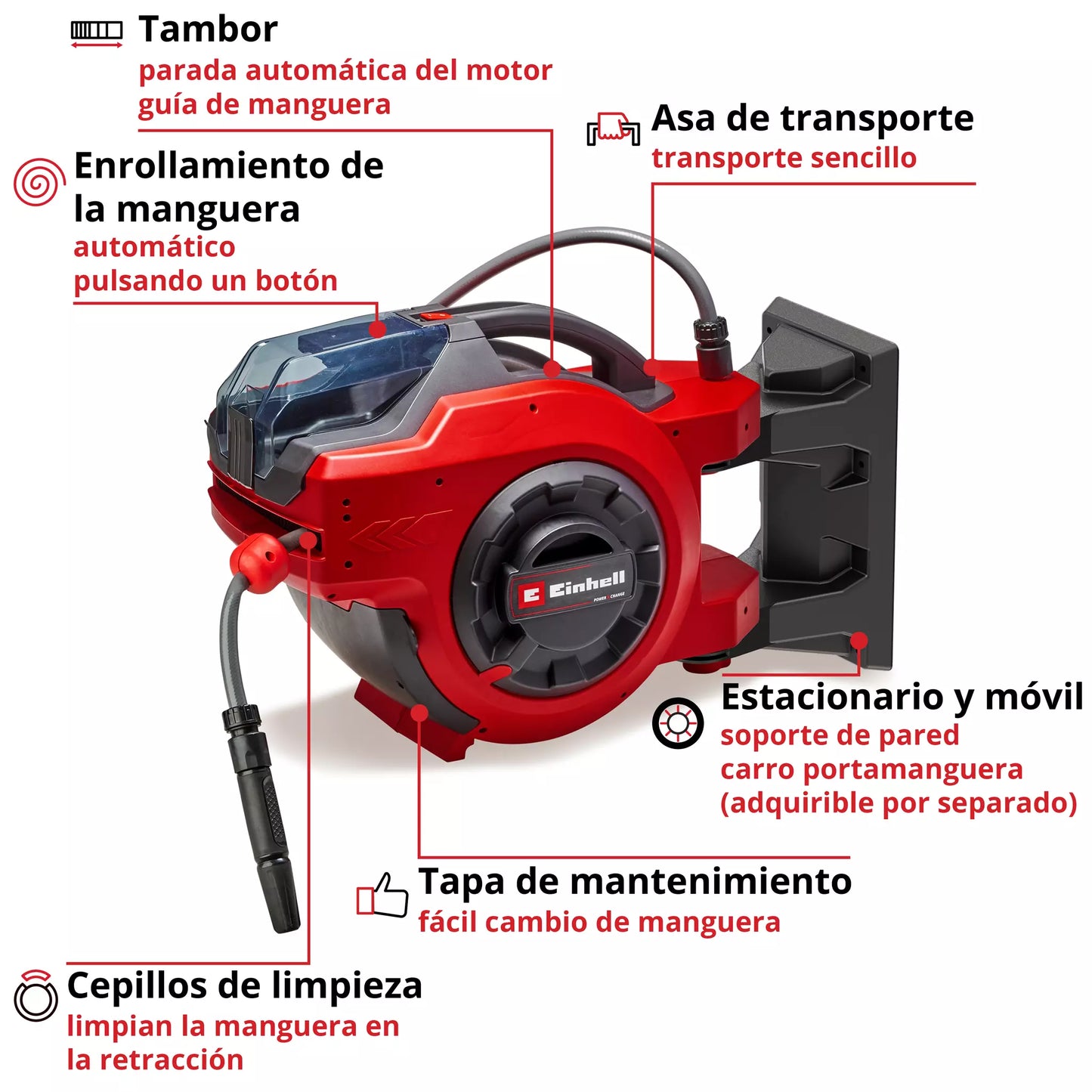Enrollador de manguera a batería GE-HR 18/30 Li-Solo Einhell