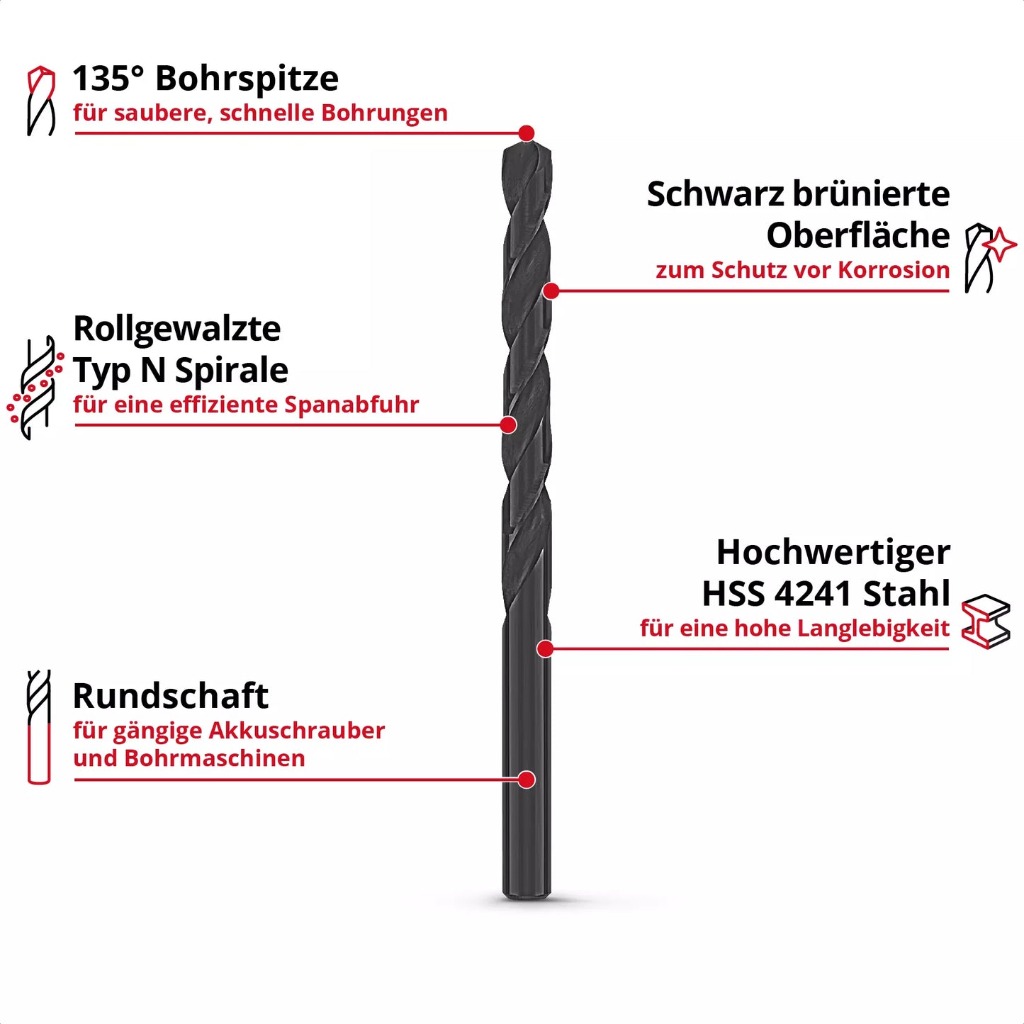 Set of 6 HSS-R LS drill bits Einhell 49423006