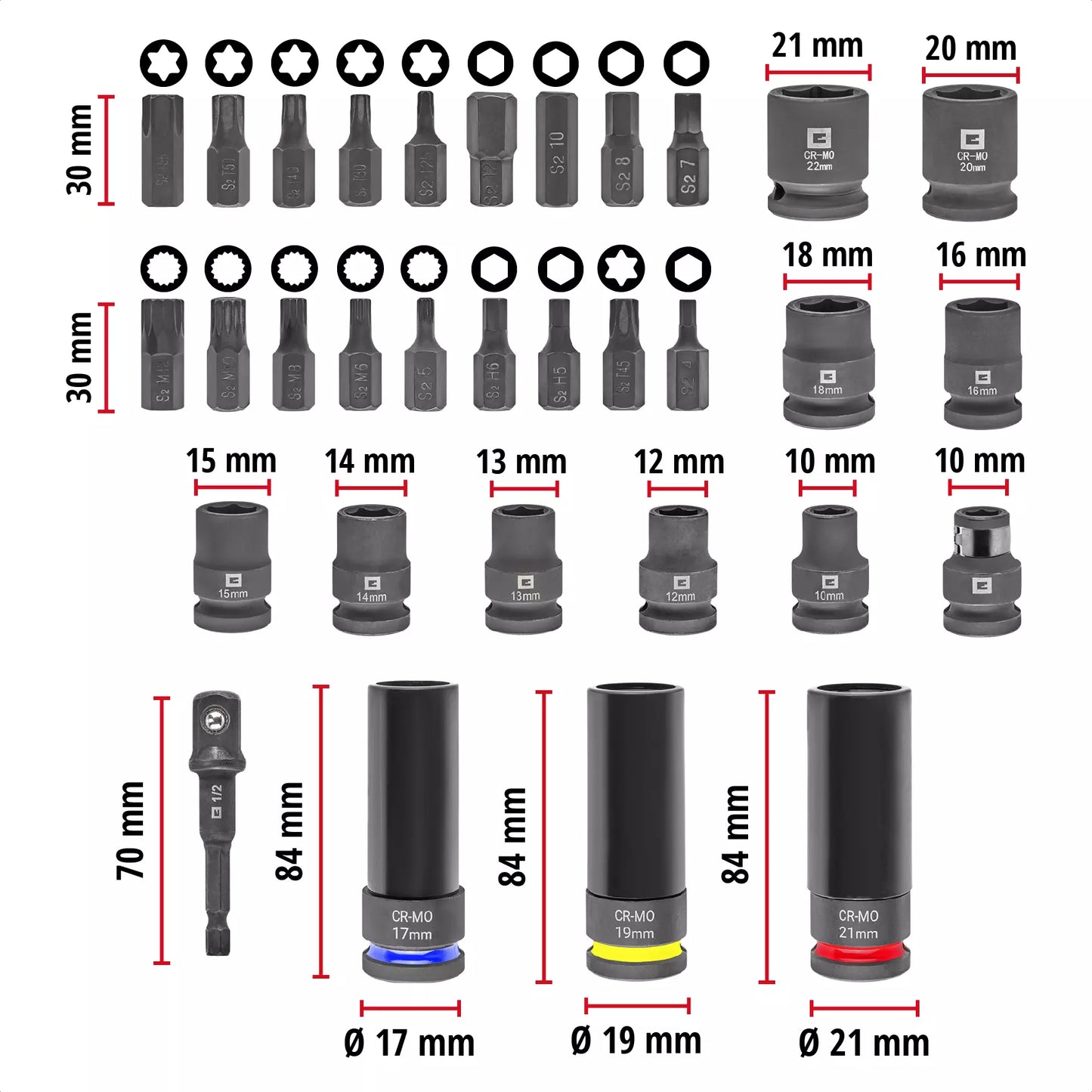 Einhell 49109288 32-piece impact socket set