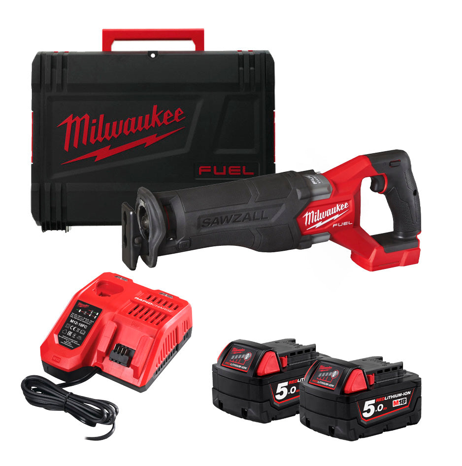 Saber saw M18 Fuel + 2bat 5Ah + Charger + Case Milwaukee M18 FSZ-502X