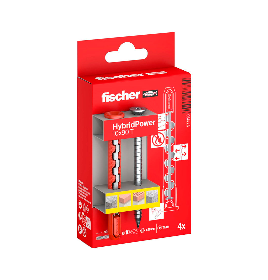 Box of 4 HybridPower 10x90 FUS Fischer nylon and steel plugs