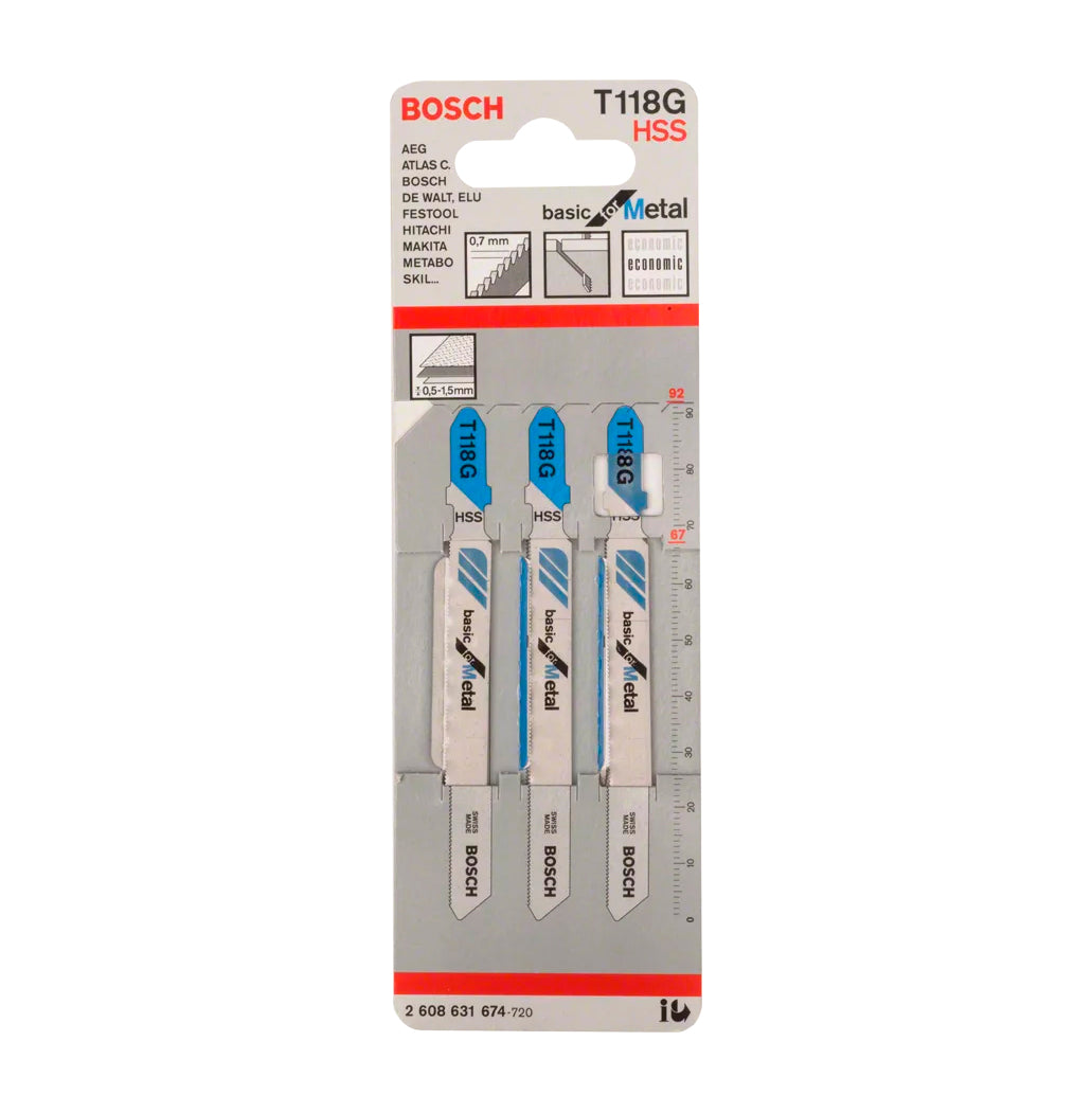 Jigsaw blade 92mm T 118 G 3pcs Bosch