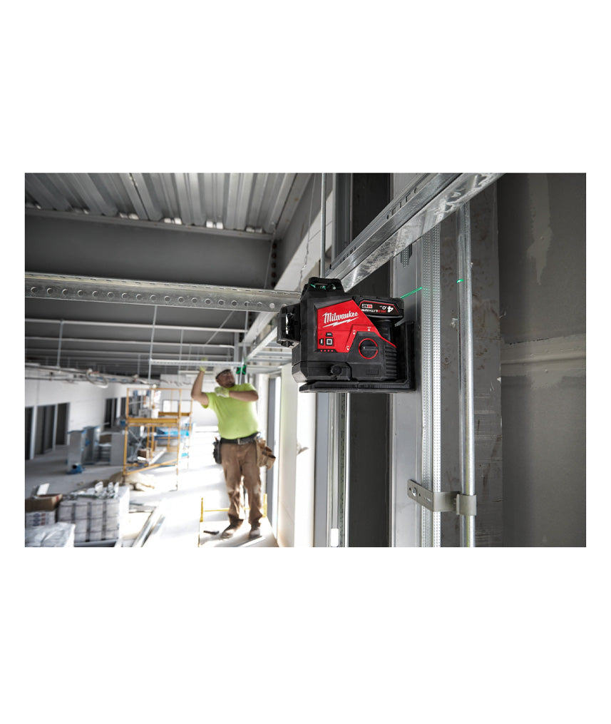 Nivel láser de 3 lineas Verde M12 Batería + Cargador + Maletin Milwaukee M123PL-401C