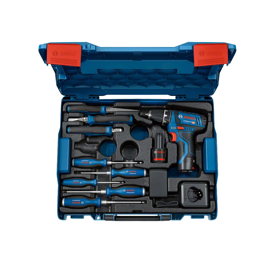 Bosch Pro GSR 12V-15 Cordless Screwdriver and Hand Tools Set